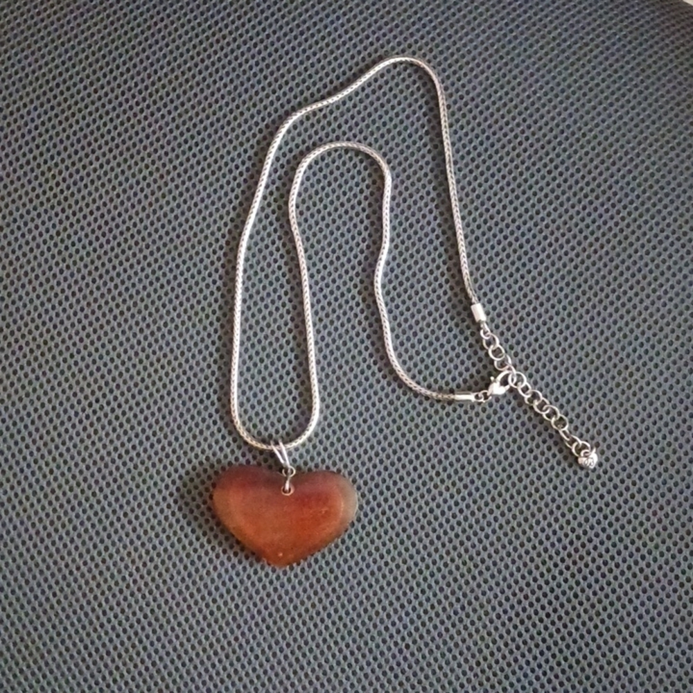 Brighton Amber and Silver Heart Wheat Chain Necklace - Picture 6 of 12